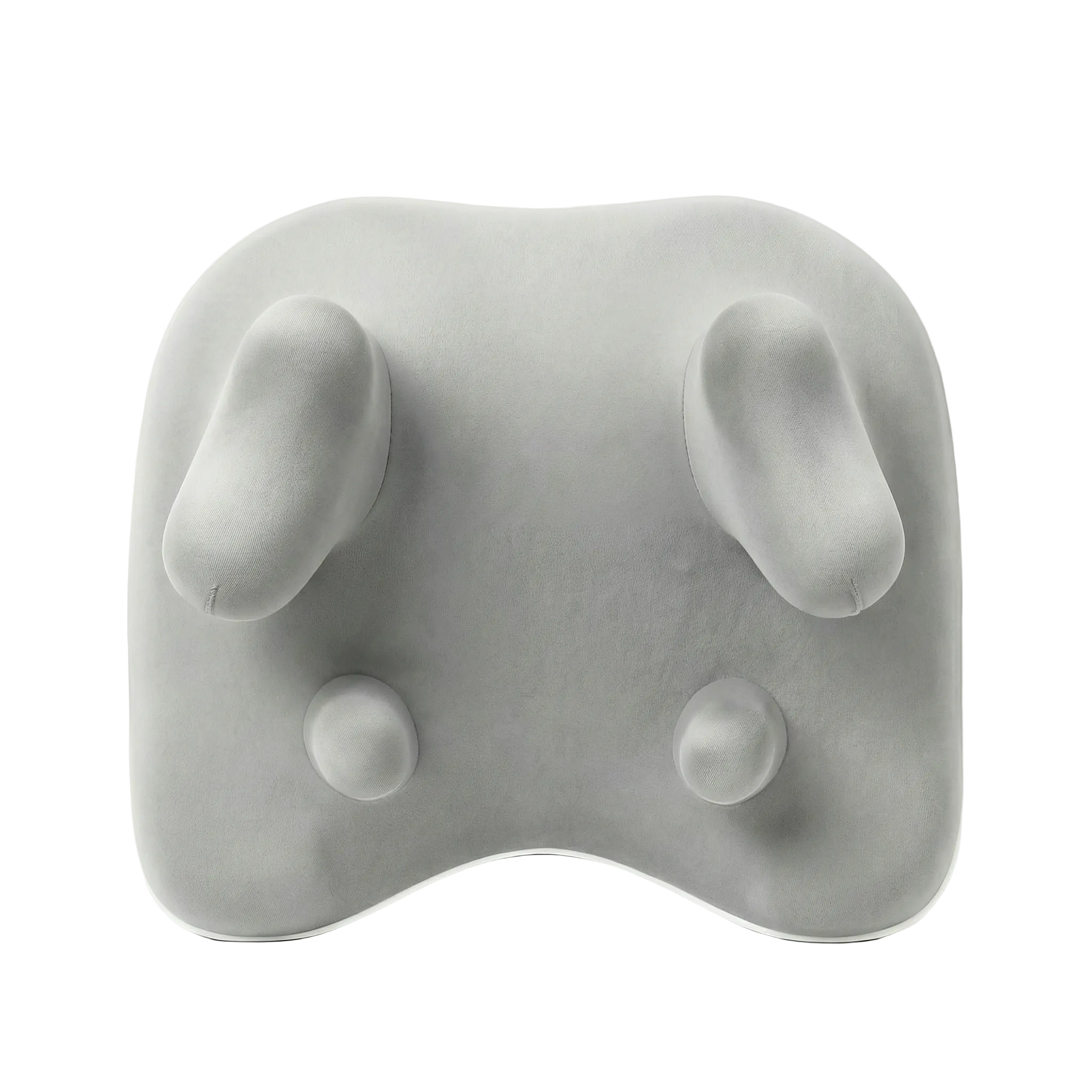 Gray cushion with rounded edges and small protrusions on a white background